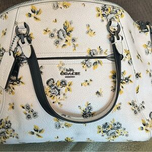 Coach White and Yellow Floral Satchel